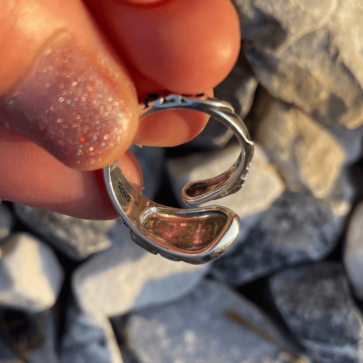 Spoon Ring with Opal in Silver, Boho Ring, Opal Ring, Spoon Ring, Opal Spoon Ring, Adjustable Spoon Ring, Opal Silver Spoon Ring