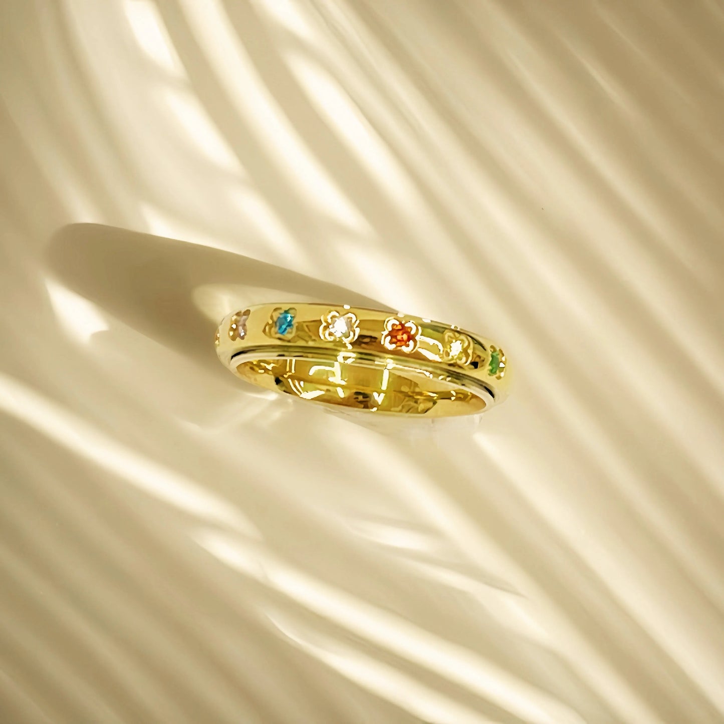 Rainbow Spinner Ring in Gold, Gemstone Spinner Ring, Gold Fidget Ring,  Gold Anxiety Ring, Gemstone Ring Gold, Gift for Her EffortlesslyUs