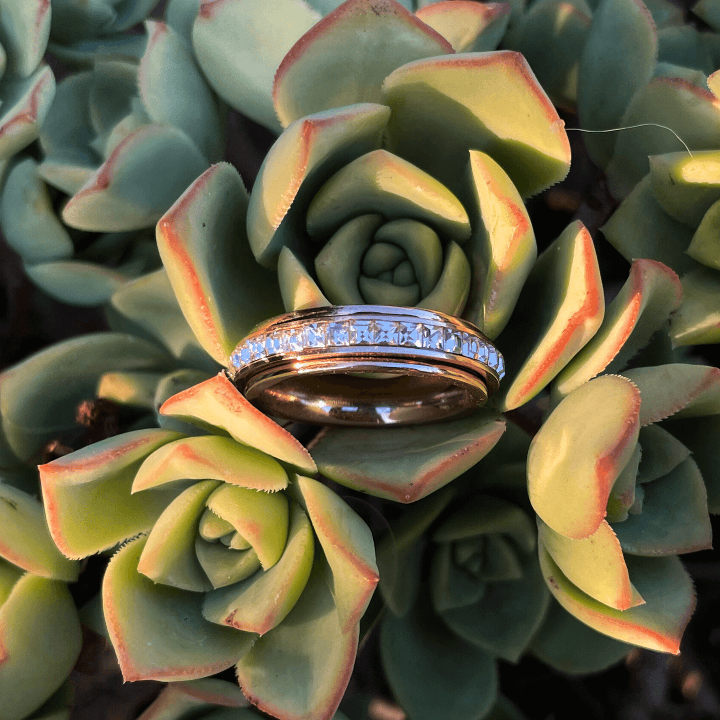 Custom & Personalized Crystal Rose Gold Spinner Ring, Sparkling Rose Gold Spinner Ring, Gift for Her, Personalized Gift,