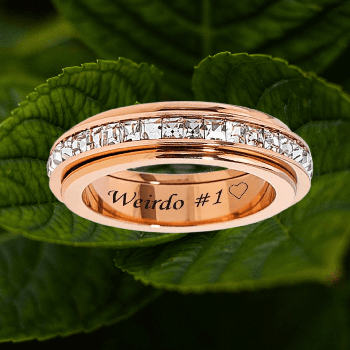 Custom & Personalized Crystal Rose Gold Spinner Ring, Sparkling Rose Gold Spinner Ring, Gift for Her, Personalized Gift,