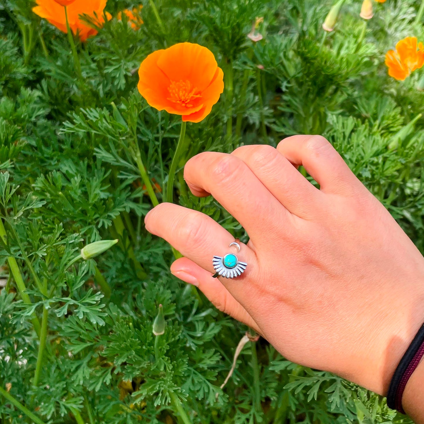 I Love You Ring Silver, Sun and Moon Spinner Ring in Silver, Spinner Ring, Anxiety Ring, Sunbeam Ring, Turquoise Fidget Ring, Gift for Mom,