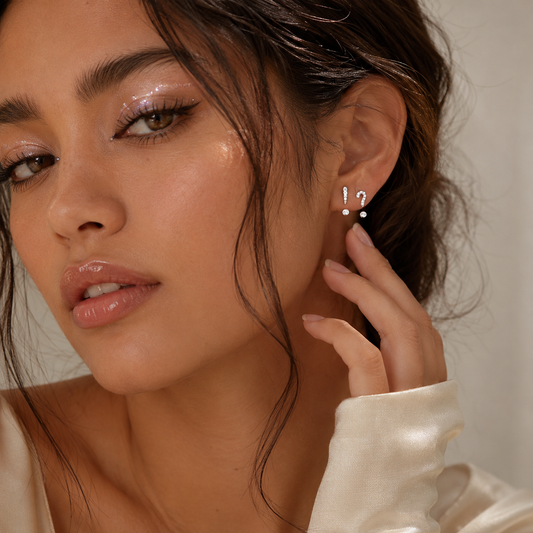 Question mark exclamation point earrings detail - EffortlesslyUs