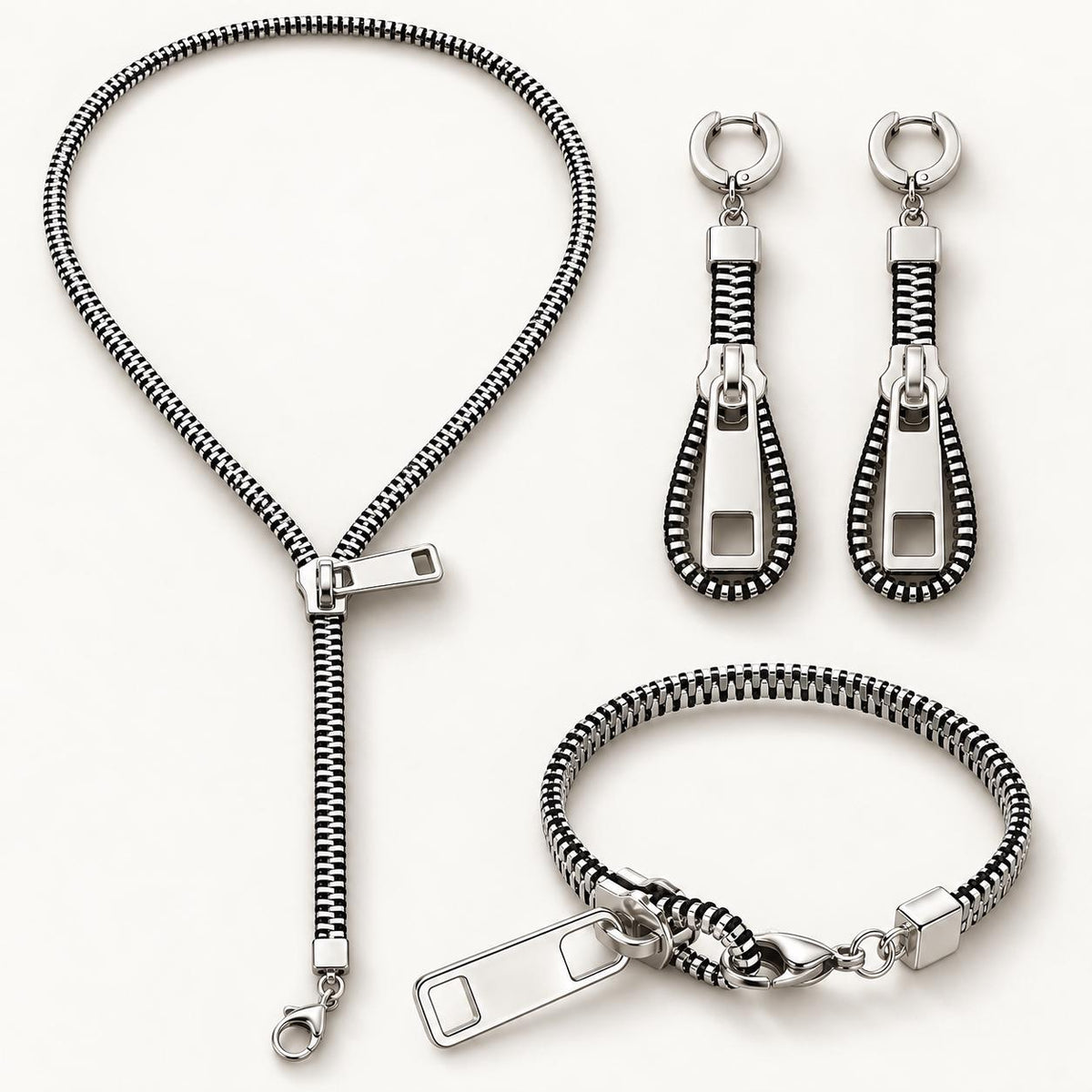 Zipper jewelry set styled streetwear look