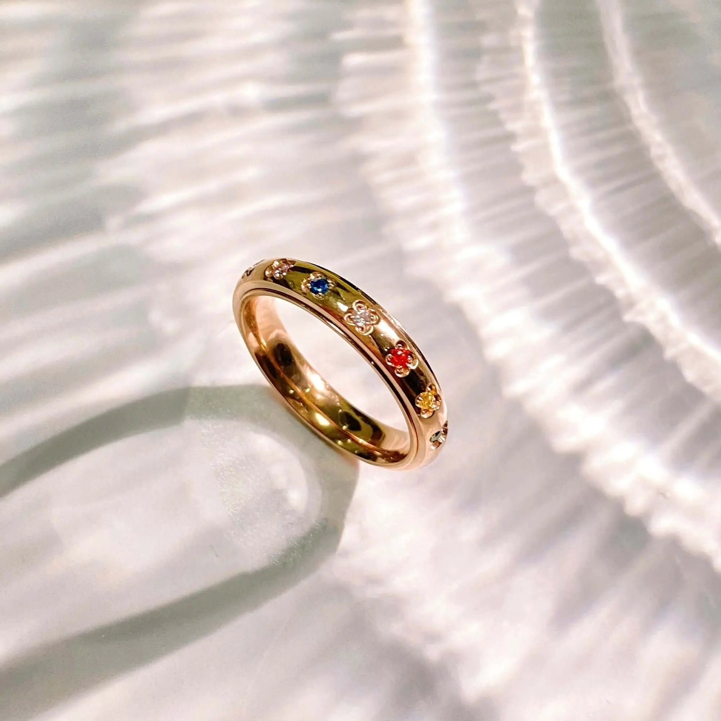 Rainbow Spinner Ring, Gemstone Spinner Ring, Rose Gold Fidget Ring,  Rose Gold Anxiety Ring, Gemstone Ring Rose Gold, Gift for Her EffortlesslyUs