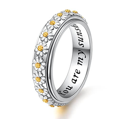 Handmade Daisy Spinner Rings in Silver