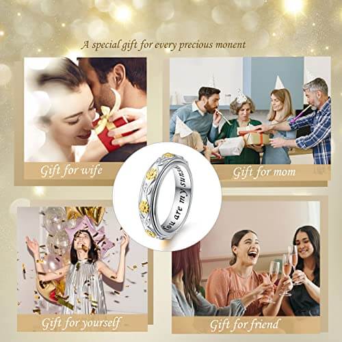 Handmade Sunflower Spinner Rings in Silver