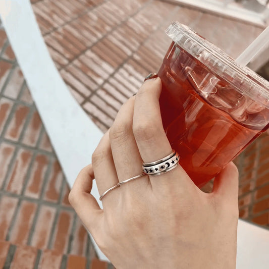 Moon and Stars Spinner Ring in Silver EffortlesslyUs