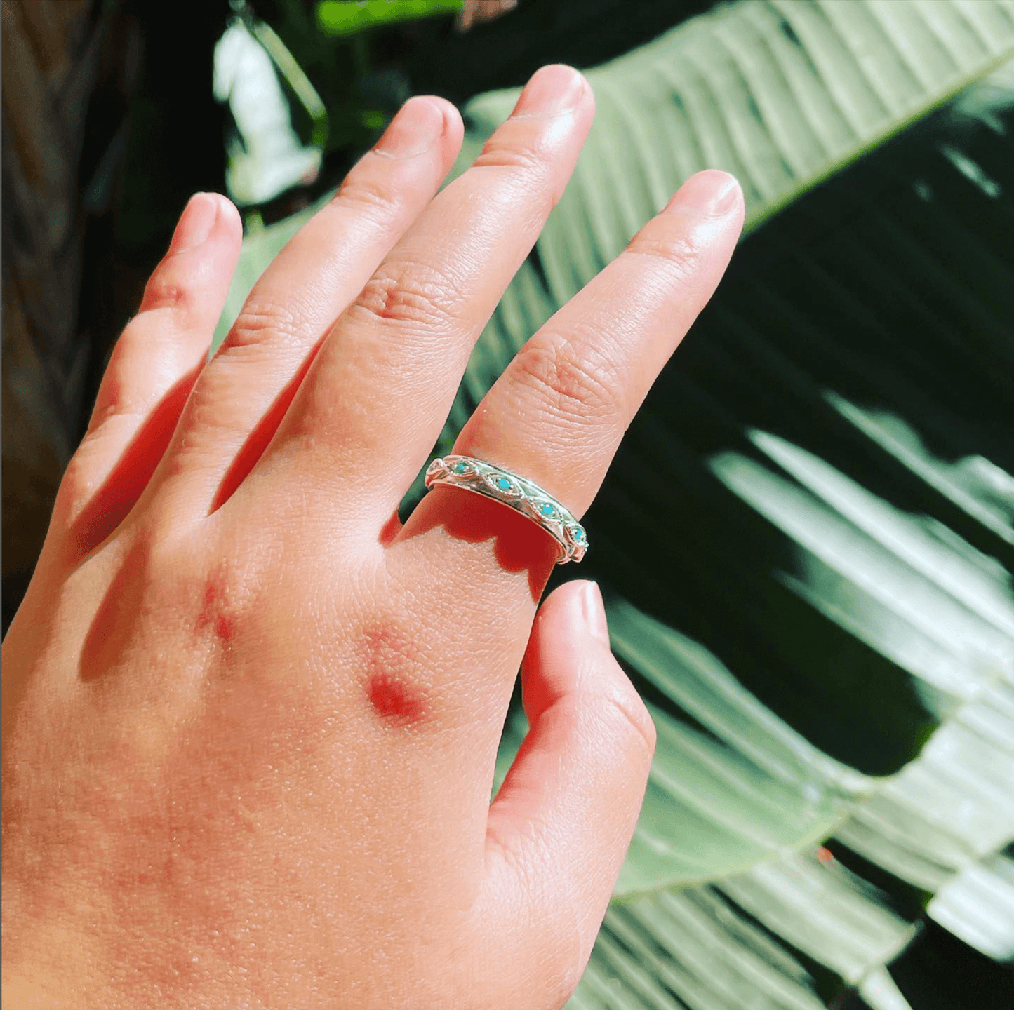Turquoise Spinner Ring in Silver