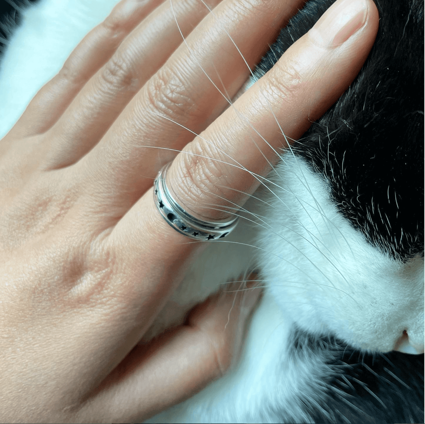 Moon and Stars Spinner Ring in Silver