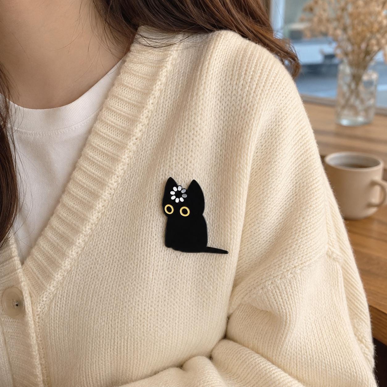 Black Cat Pin, Funny Loading Buffering Cat Brooch, Brain Still Loading, Cute Kawaii Acrylic Lapel Pin, Backpack Badge, Cat Lover Gift