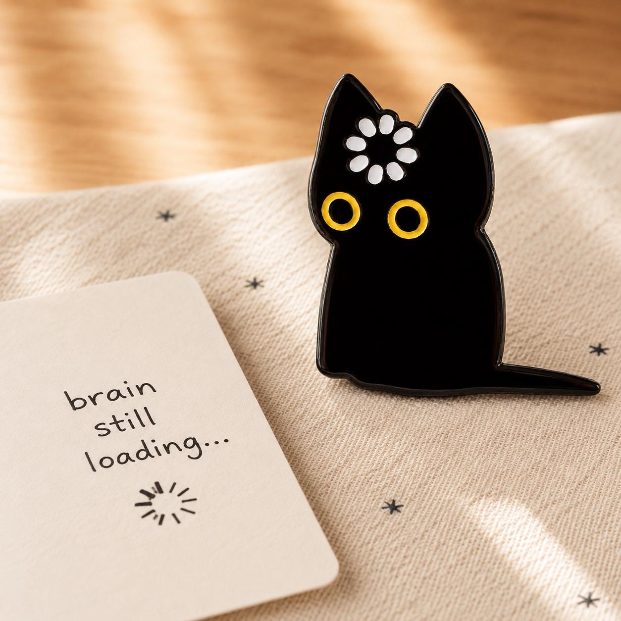 Black Cat Pin, Funny Loading Buffering Cat Brooch, Brain Still Loading, Cute Kawaii Acrylic Lapel Pin, Backpack Badge, Cat Lover Gift