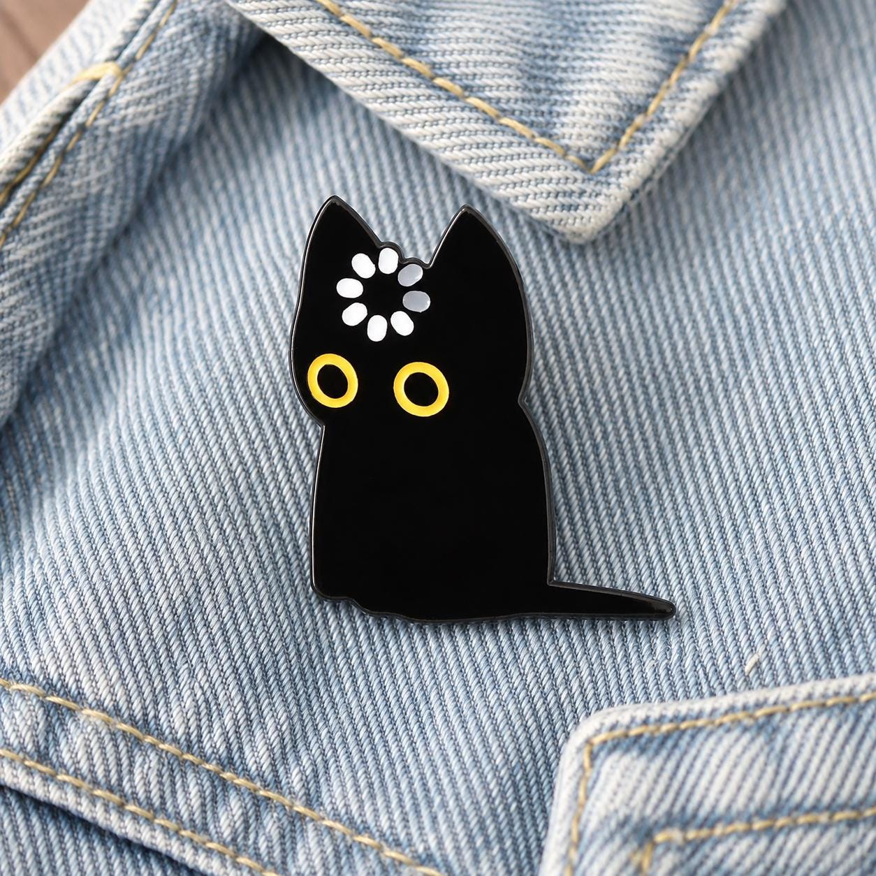 Black Cat Pin, Funny Loading Buffering Cat Brooch, Brain Still Loading, Cute Kawaii Acrylic Lapel Pin, Backpack Badge, Cat Lover Gift