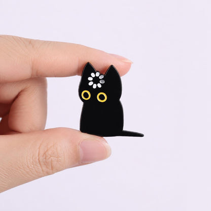 Black Cat Pin, Funny Loading Buffering Cat Brooch, Brain Still Loading, Cute Kawaii Acrylic Lapel Pin, Backpack Badge, Cat Lover Gift
