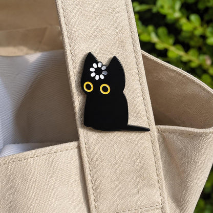 Black Cat Pin, Funny Loading Buffering Cat Brooch, Brain Still Loading, Cute Kawaii Acrylic Lapel Pin, Backpack Badge, Cat Lover Gift