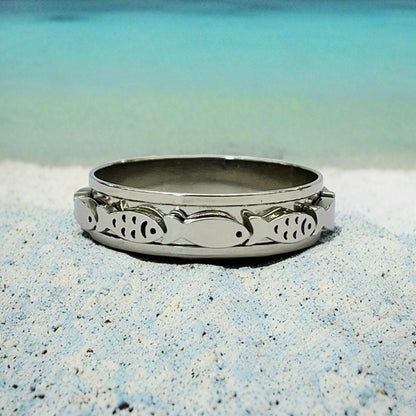 Swimming Fish Spinner Ring in Stainless Steel, Fish Spinner Ring, Fish Ring, Fishing Lovers Ring, Animal Ring, Christian Fish Ring,