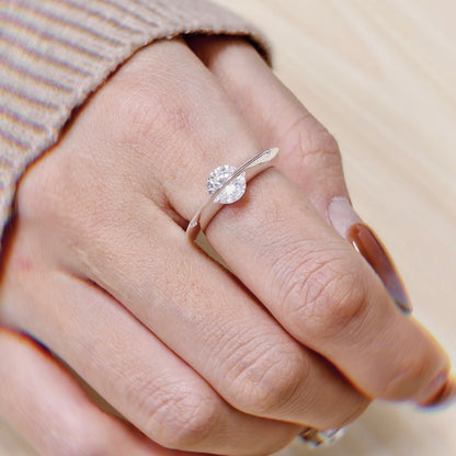 Floating Crystal Stainless Steel Spinner Ring | Minimalist Fidget Jewelry