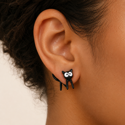 Best Cartoon Cat Stud Earrings - Cute Peeking Through-Ear Kawaii Cat Jewelry