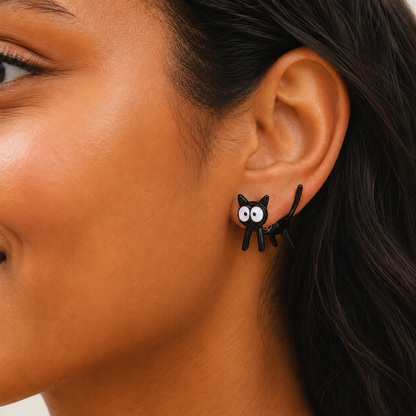 Best Cartoon Cat Stud Earrings - Cute Peeking Through-Ear Kawaii Cat Jewelry
