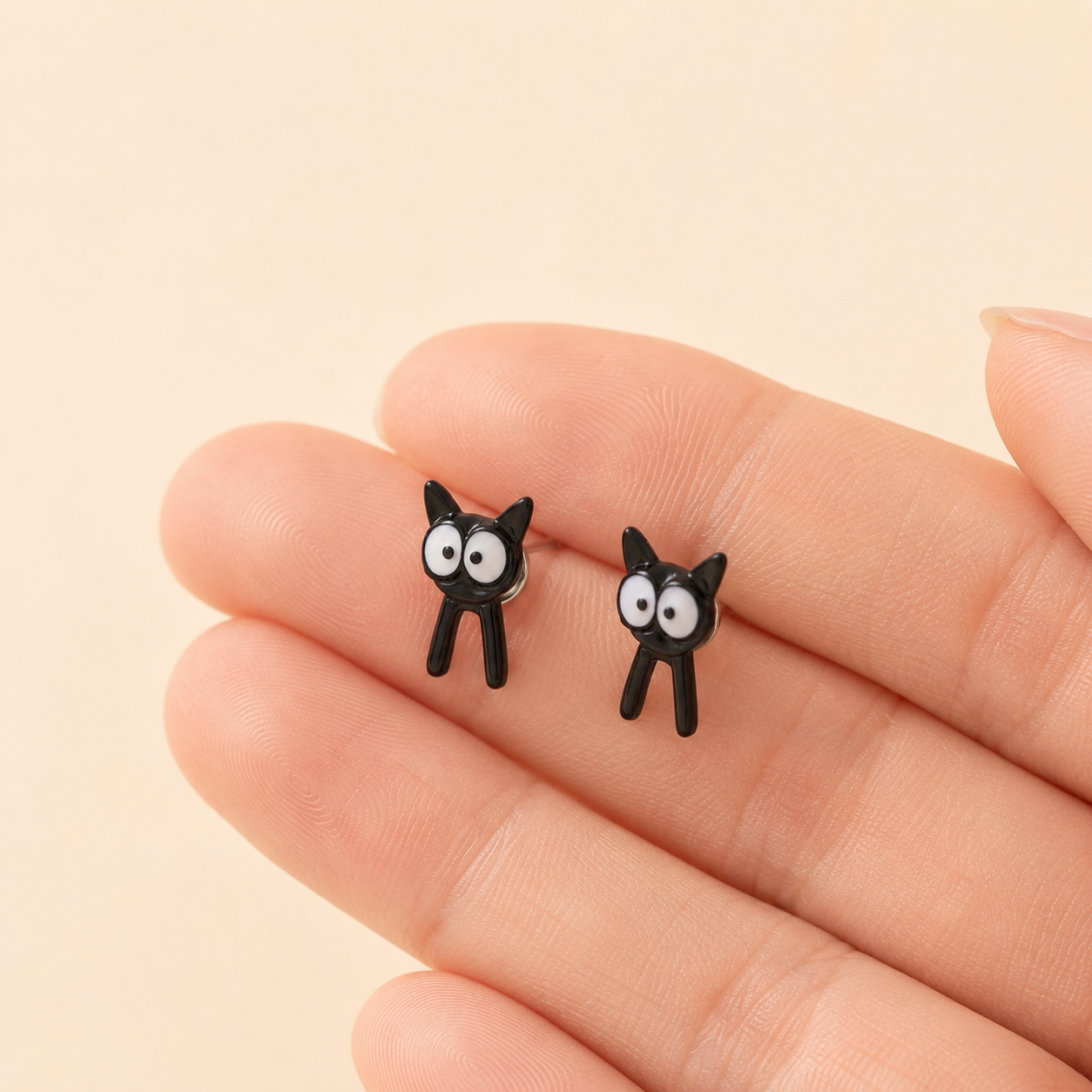 Best Cartoon Cat Stud Earrings - Cute Peeking Through-Ear Kawaii Cat Jewelry