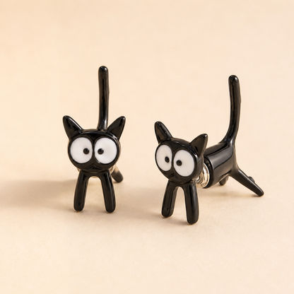 Best Cartoon Cat Stud Earrings - Cute Peeking Through-Ear Kawaii Cat Jewelry
