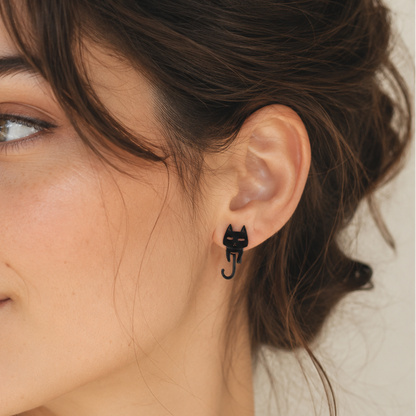 Best Cat and Fish Stud Earrings - Mismatched Cute Animal Stainless Steel Studs