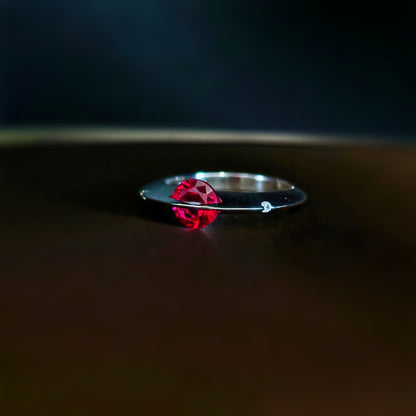 Floating lab ruby silver-plated brass spinner ring - EffortlesslyUs
