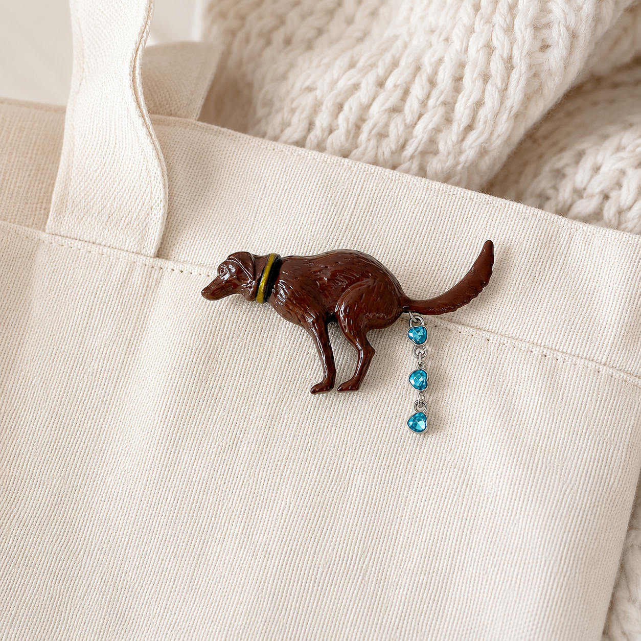 Best Funny Dog Brooch - Quirky Enamel Dog Pin With Crystal Hearts, Dog Lover Gift