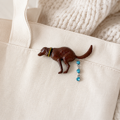 Best Funny Dog Brooch - Quirky Enamel Dog Pin With Crystal Hearts, Dog Lover Gift