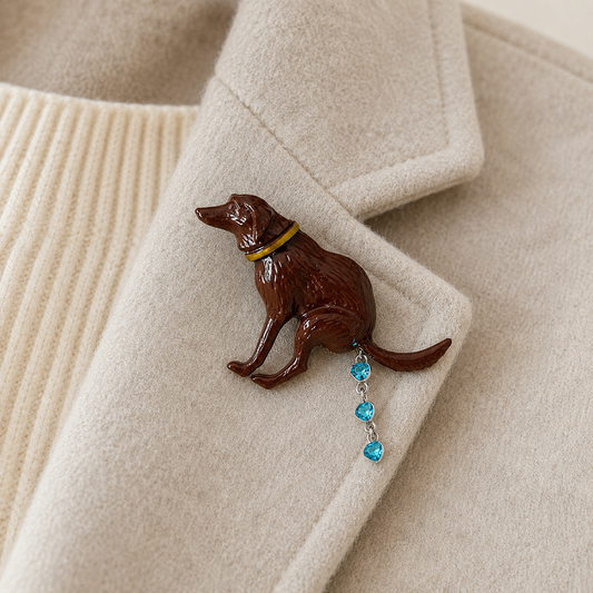 Best Funny Dog Brooch - Quirky Enamel Dog Pin With Crystal Hearts, Dog Lover Gift