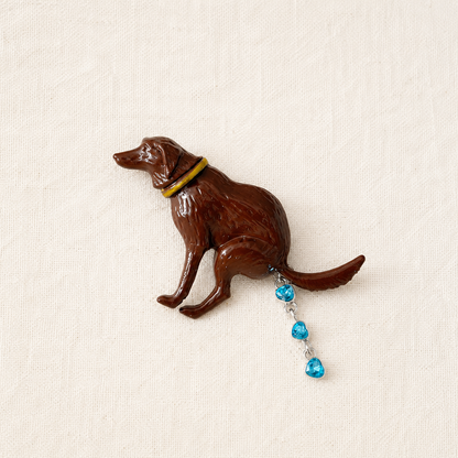 Best Funny Dog Brooch - Quirky Enamel Dog Pin With Crystal Hearts, Dog Lover Gift