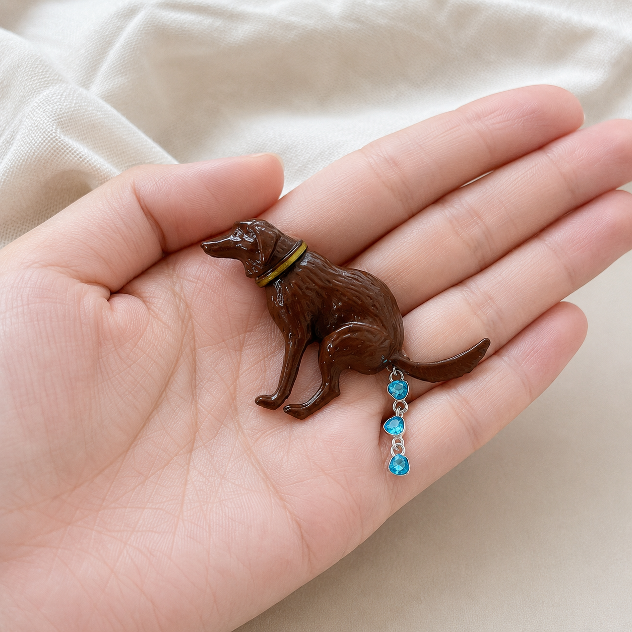 Best Funny Dog Brooch - Quirky Enamel Dog Pin With Crystal Hearts, Dog Lover Gift