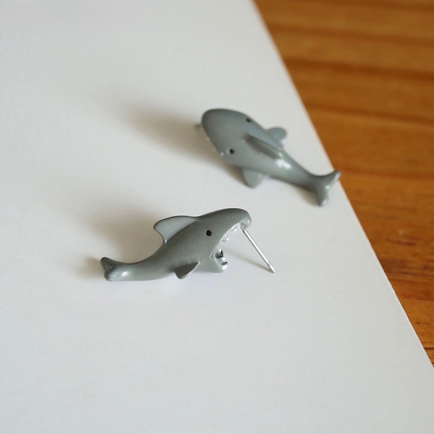 Enamel shark bite earrings detail - EffortlesslyUs