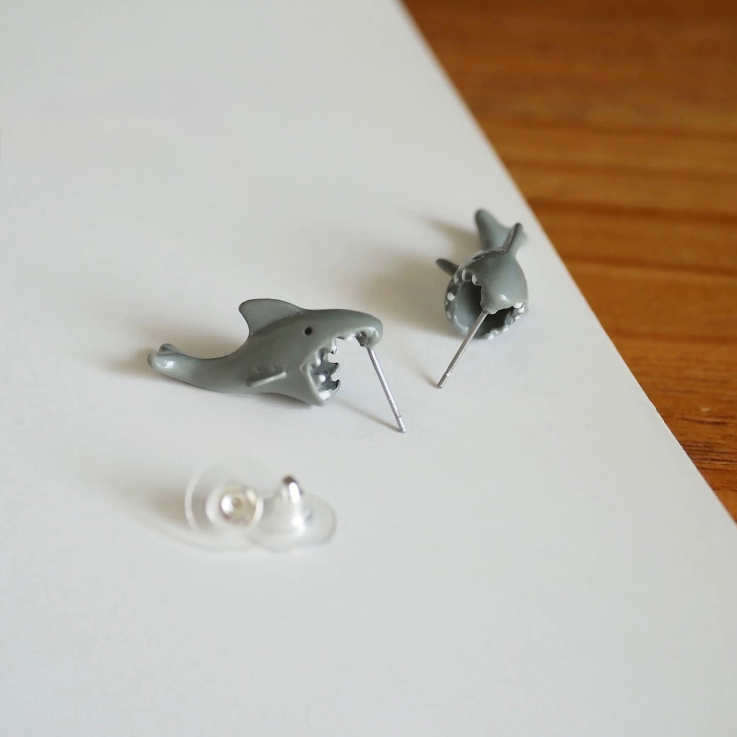 Enamel shark bite earrings detail - EffortlesslyUs