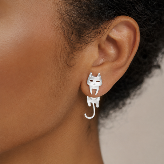 Best Cat and Fish Stud Earrings - Mismatched Cute Animal Stainless Steel Studs