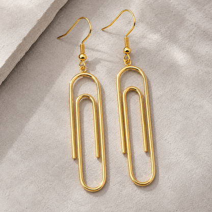 Best Paperclip Stud Earrings - Minimalist Statement Geometric Unisex Jewelry