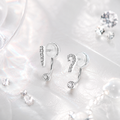 Mismatched punctuation stud earrings silver - EffortlesslyUs
