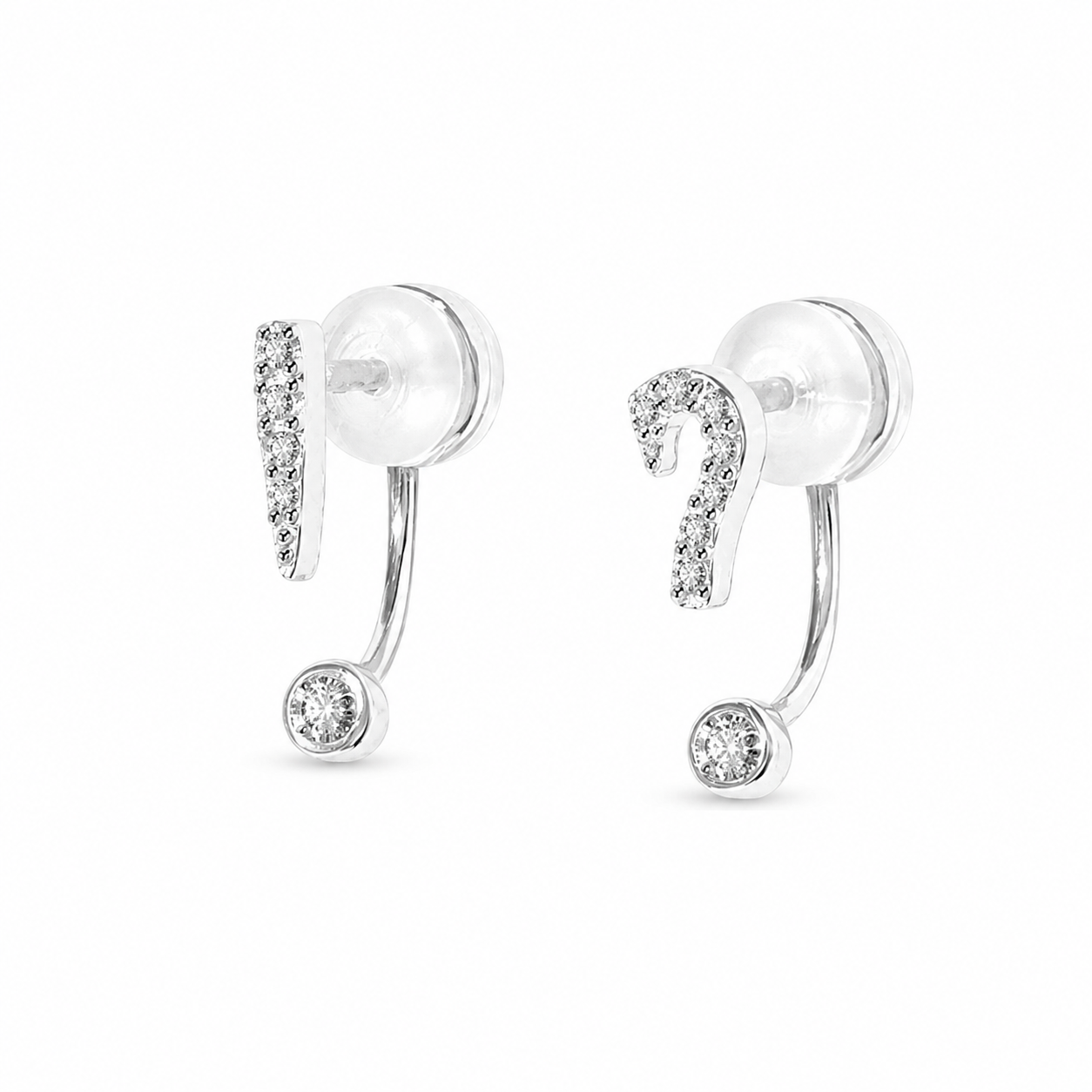 Mismatched punctuation stud earrings silver - EffortlesslyUs