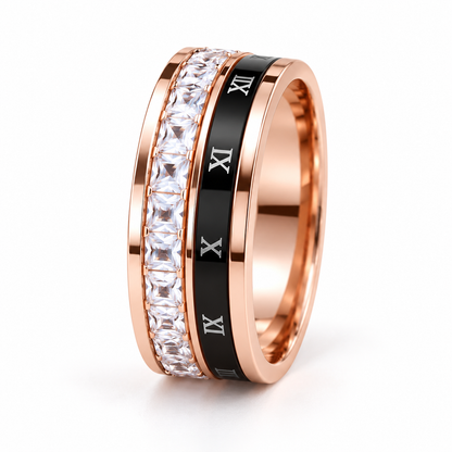 Best Roman Numeral Spinner Ring with Gemstones - Gold Anxiety Relief Fidget