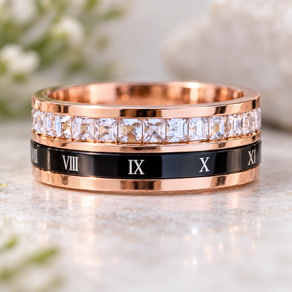 Best Roman Numeral Spinner Ring with Gemstones - Gold Anxiety Relief Fidget