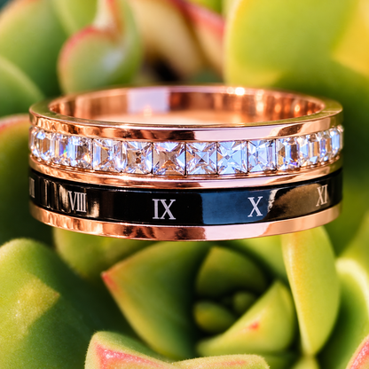 Best Roman Numeral Spinner Ring with Gemstones - Gold Anxiety Relief Fidget