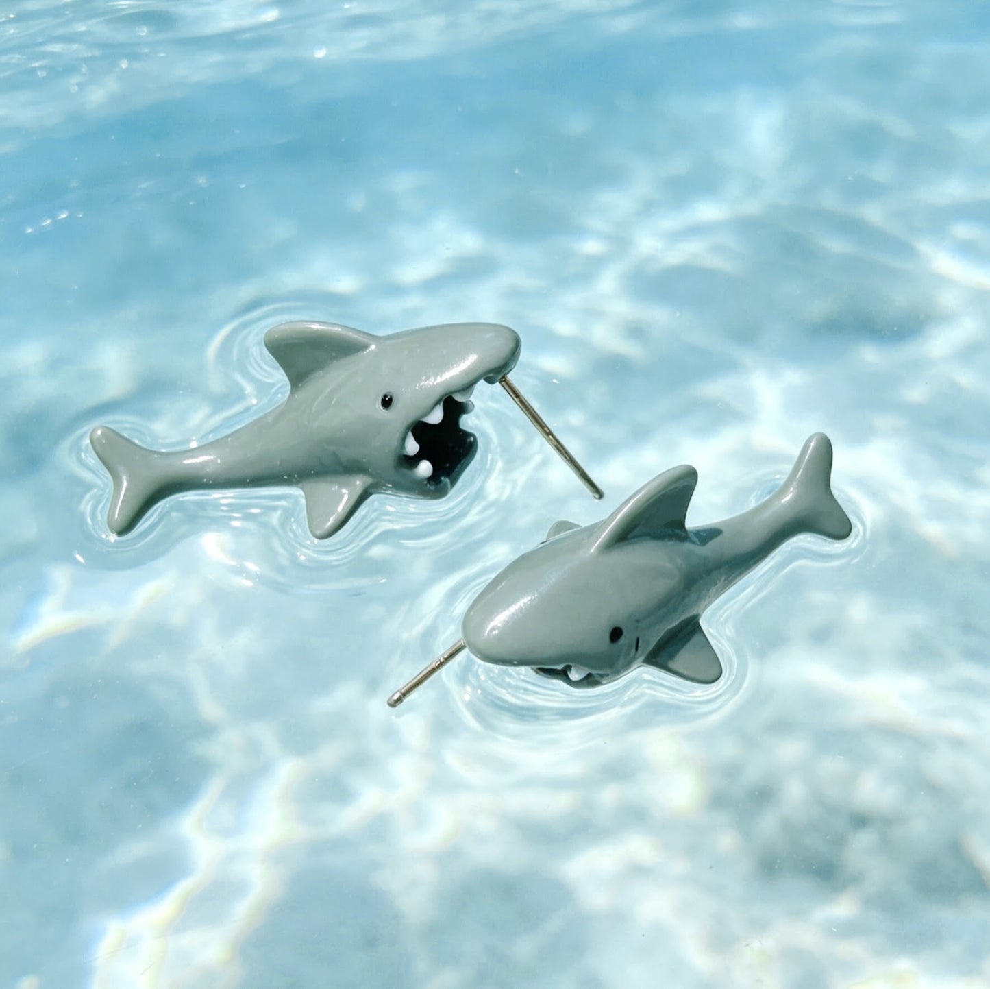 Best Enamel Shark Bite Stud Earrings - Hypoallergenic Fun Sterling Silver Studs