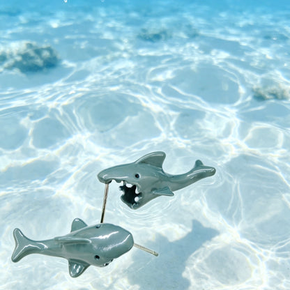 Best Enamel Shark Bite Stud Earrings - Hypoallergenic Fun Sterling Silver Studs
