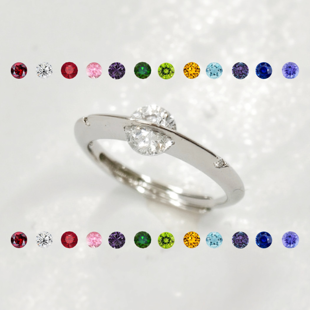 Custom birthstone floating spinner ring - EffortlesslyUs
