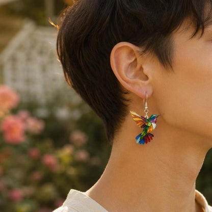 Hummingbird dangle earrings styled look