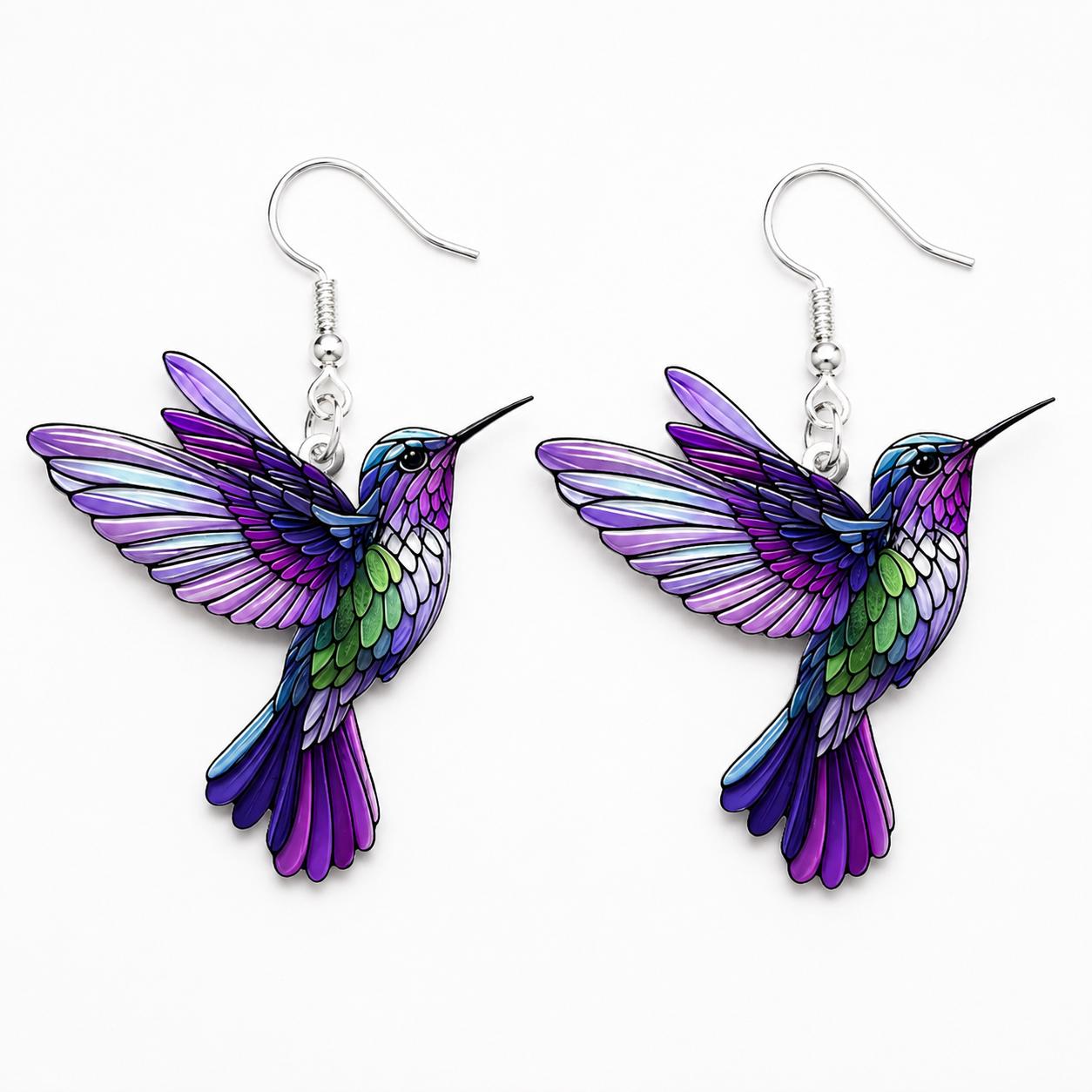 Hummingbird dangle earrings alternate angle