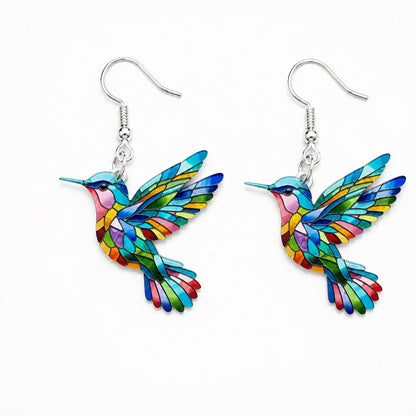 Hummingbird dangle earrings finish detail