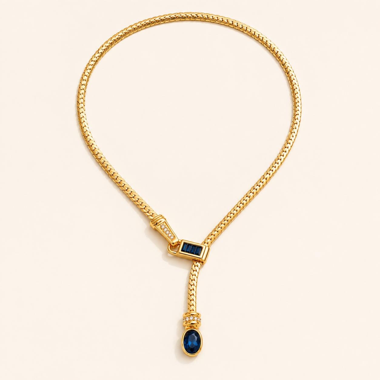 Gold Y lariat necklace styled look