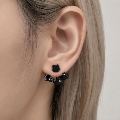 Cat ear jacket stud earrings worn on model