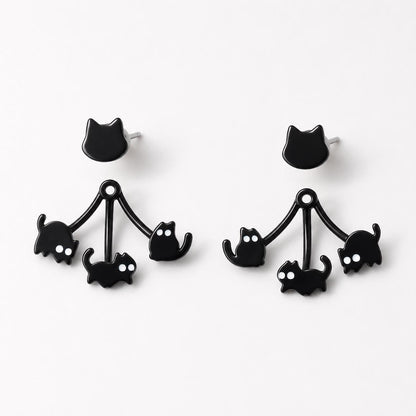 Cat ear jacket stud earrings - close-up detail