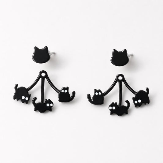 Cat ear jacket stud earrings - close-up detail